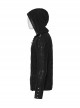 Handsome Black Soft Elastic Hole Knitted Front Center V Neck Drawstring Design Punk Style Long Sleeved Hooded T-Shirt
