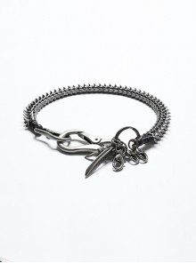 Tin Colored Old Fashioned Spine Side Large Lobster Clasp Design Punk Style Doomsday Leg Chain