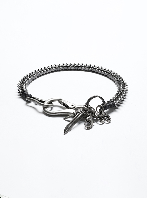 Tin Colored Old Fashioned Spine Side Large Lobster Clasp Design Punk Style Doomsday Leg Chain