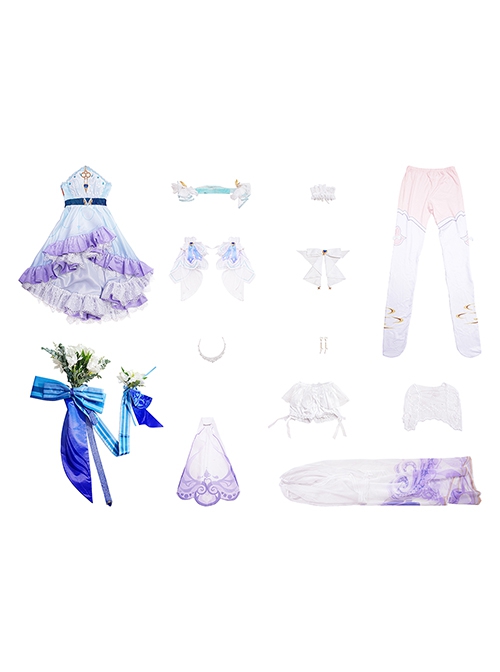 Game Honor Of Kings Da Qiao Love Flower Wedding Dress Halloween Cosplay Costume Full Set