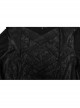 Black Distressed Stretch Knitted Fabric Cross Overlapping Panels In The Front Center Punk Style Hooded Long Sleeved T-Shirt