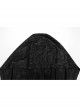 Black Distressed Stretch Knitted Fabric Cross Overlapping Panels In The Front Center Punk Style Hooded Long Sleeved T-Shirt