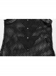 Personalized Black Hollow Mesh Splicing Textured PU Leather Front Triangle Panel With Semi Circular Rivet Decoration Punk Style Sleeveless T-Shirt