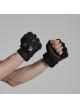 Black High Elastic Breathable Mesh Back Imitation Google Plate With Sheepskin Palm Design Punk Style Rivet Gloves