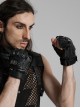 Black High Elastic Breathable Mesh Back Imitation Google Plate With Sheepskin Palm Design Punk Style Rivet Gloves