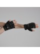 Black High Elastic Breathable Mesh Back Imitation Google Plate With Sheepskin Palm Design Punk Style Rivet Gloves