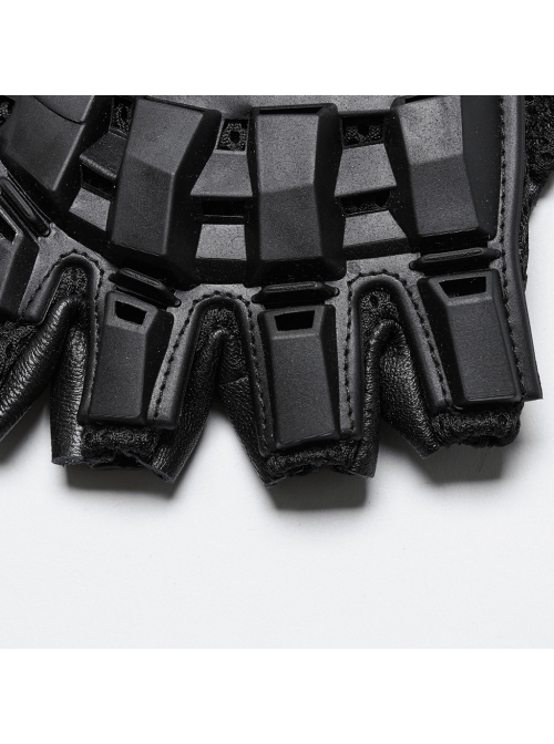 Black High Elastic Breathable Mesh Back Imitation Google Plate With Sheepskin Palm Design Punk Style Rivet Gloves