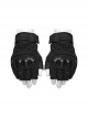 Personalized Black Suede Splicing Mesh Back Of Hand Protection Plate With Rivet Design Punk Style Adjustable Wear Resistant Gloves