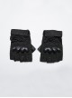 Personalized Black Suede Splicing Mesh Back Of Hand Protection Plate With Rivet Design Punk Style Adjustable Wear Resistant Gloves
