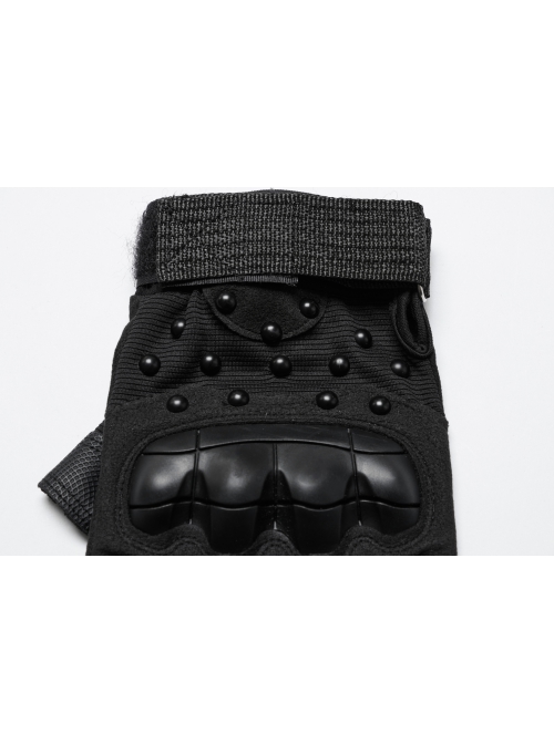 Personalized Black Suede Splicing Mesh Back Of Hand Protection Plate With Rivet Design Punk Style Adjustable Wear Resistant Gloves
