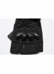 Personalized Black Suede Splicing Mesh Back Of Hand Protection Plate With Rivet Design Punk Style Adjustable Wear Resistant Gloves
