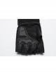 Personalized Black Suede Splicing Mesh Back Of Hand Protection Plate With Rivet Design Punk Style Adjustable Wear Resistant Gloves