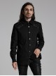 Black Slightly Elastic Twill Shoulder Personalized Webbing Rivet Decoration Punk Style Lapel Long Sleeved Shirt