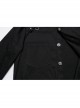Black Slightly Elastic Twill Shoulder Personalized Webbing Rivet Decoration Punk Style Lapel Long Sleeved Shirt