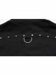 Black Slightly Elastic Twill Shoulder Personalized Webbing Rivet Decoration Punk Style Lapel Long Sleeved Shirt