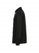 Black Slightly Elastic Twill Shoulder Personalized Webbing Rivet Decoration Punk Style Lapel Long Sleeved Shirt