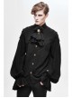 Dark Grain Jacquard Shoulder Braid Attached Puff Sleeve Rough Selvedge Black Punk Shirts