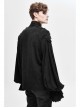 Dark Grain Jacquard Shoulder Braid Attached Puff Sleeve Rough Selvedge Black Punk Shirts