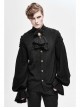 Dark Grain Jacquard Shoulder Braid Attached Puff Sleeve Rough Selvedge Black Punk Shirts