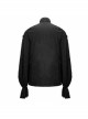Dark Grain Jacquard Shoulder Braid Attached Puff Sleeve Rough Selvedge Black Punk Shirts
