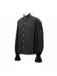 Dark Grain Jacquard Shoulder Braid Attached Puff Sleeve Rough Selvedge Black Punk Shirts
