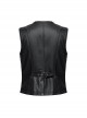 Gorgeous Black Three Dimensional Imitation Leather Shoulder V-Shaped Split Front Double Button Metal Buckle With Rivet Decoration Gothic Style Retro Vest