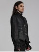 Gorgeous Black Three Dimensional Imitation Leather Shoulder V-Shaped Split Front Double Button Metal Buckle With Rivet Decoration Gothic Style Retro Vest