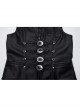 Gorgeous Black Three Dimensional Imitation Leather Shoulder V-Shaped Split Front Double Button Metal Buckle With Rivet Decoration Gothic Style Retro Vest