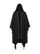 Black Loose Non Stretch Twill Hole Woven With Irregular Pointed Hem Punk Style Hooded Jacket