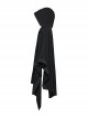 Black Loose Non Stretch Twill Hole Woven With Irregular Pointed Hem Punk Style Hooded Jacket