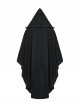 Black Loose Non Stretch Twill Hole Woven With Irregular Pointed Hem Punk Style Hooded Jacket