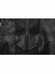 Personalized Black Cracked Leather Splicing Pleated Jacquard Woven With Adjustable Back Waist Design Gothic Style Hooded Long Sleeved Jacket