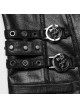 Medieval Simple Black Imitation Leather Side Snake Buckle With Rivet Decoration Gothic Style Three Dimensional V Neck Vest