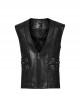 Medieval Simple Black Imitation Leather Side Snake Buckle With Rivet Decoration Gothic Style Three Dimensional V Neck Vest