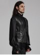 Medieval Simple Black Imitation Leather Side Snake Buckle With Rivet Decoration Gothic Style Three Dimensional V Neck Vest