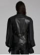 Medieval Simple Black Imitation Leather Side Snake Buckle With Rivet Decoration Gothic Style Three Dimensional V Neck Vest