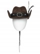 Classic Brown Suede Fabric With Retro Skull Tassel Side Feather Decoration Punk Style Cowboy Hat