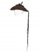Classic Brown Suede Fabric With Retro Skull Tassel Side Feather Decoration Punk Style Cowboy Hat