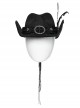 Classic Black Suede Fabric With Retro Skull Tassel Side Feather Decoration Punk Style Cowboy Hat