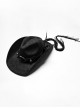 Classic Black Suede Fabric With Retro Skull Tassel Side Feather Decoration Punk Style Cowboy Hat