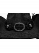 Classic Black Suede Fabric With Retro Skull Tassel Side Feather Decoration Punk Style Cowboy Hat
