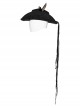 Classic Black Suede Fabric With Retro Skull Tassel Side Feather Decoration Punk Style Cowboy Hat