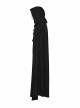Black Asymmetrical Suede Stitching And Laminated Surface Detachable Hood Design Punk Style Cape