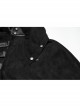 Black Asymmetrical Suede Stitching And Laminated Surface Detachable Hood Design Punk Style Cape