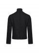 Three Dimensional Black Elastic Twill Front Center Button Shoulder Rivet Decoration Punk Style Stand Collar Long Sleeve Jacket