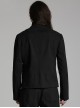 Three Dimensional Black Elastic Twill Front Center Button Shoulder Rivet Decoration Punk Style Stand Collar Long Sleeve Jacket