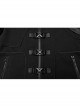 Three Dimensional Black Elastic Twill Front Center Button Shoulder Rivet Decoration Punk Style Stand Collar Long Sleeve Jacket