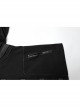 Three Dimensional Black Elastic Twill Front Center Button Shoulder Rivet Decoration Punk Style Stand Collar Long Sleeve Jacket
