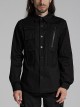 Black Slightly Elastic Twill Woven Front And Back Diamond Mesh With Three Dimensional Pocket Design Punk Style Long Sleeved Shirt