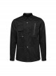 Black Slightly Elastic Twill Woven Front And Back Diamond Mesh With Three Dimensional Pocket Design Punk Style Long Sleeved Shirt
